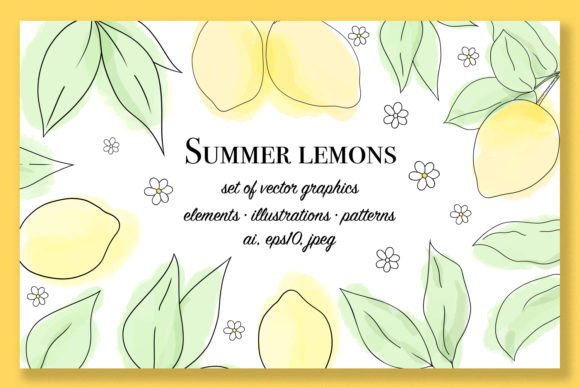 Download Summer Lemons Set of Vector Graphics - Vector graphics Collection