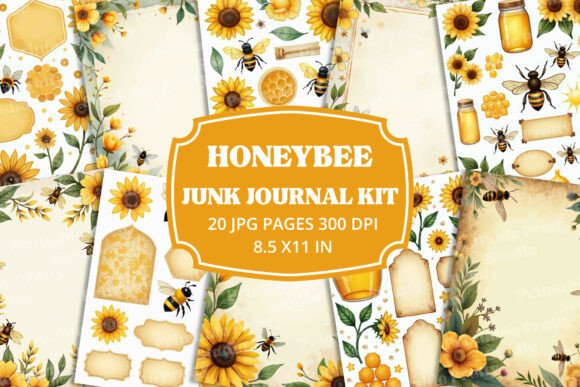 Download Beautiful Honeybee Junk Journal Kit - Premium Resources