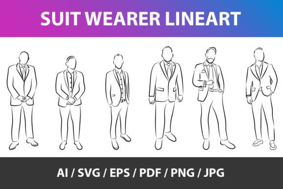 Download Suit Wearer Lineart Vector Graphics Pack - Premium Bundle