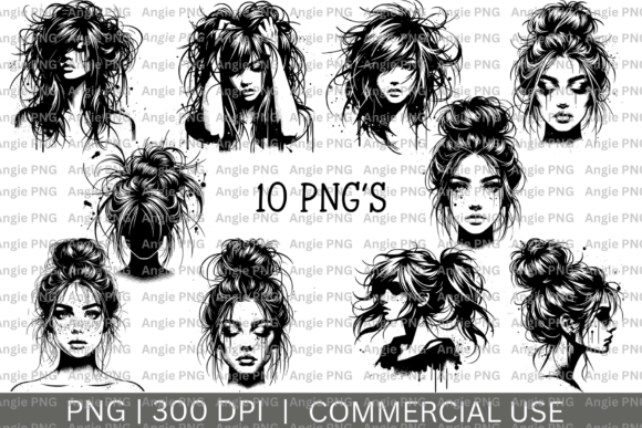 Download Messy Bun Hair PNG Vector Bundle - Vector bundle Collection