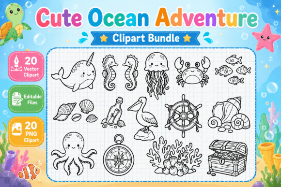 Download Cute Ocean Adventure Digital Clipart - Digital clipart Collection