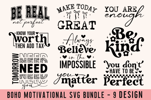 Download Boho Motivational Quotes Svg Bundle PNG - Motivational quotes Collection