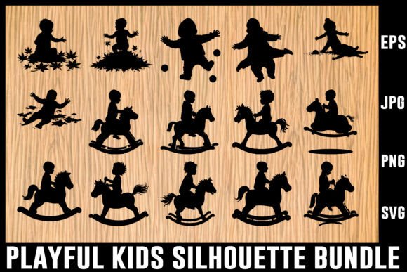 Download Playful Kids Silhouette Vector Bundle - Vector bundle Collection